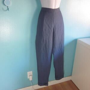 Crea Concept Blue Linen Pants Womens Pull On Size 10 Casual Summer Trousers